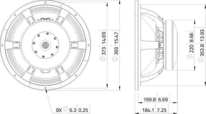 Image du produit Lavoce 15 Panier en aluminium ferrite du subwoofer (1 pièce)