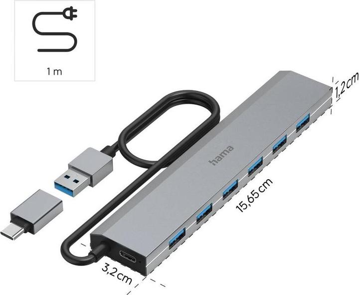 Image du produit Hama 7 Port USB-Hub (USB-C, 7 Ports)