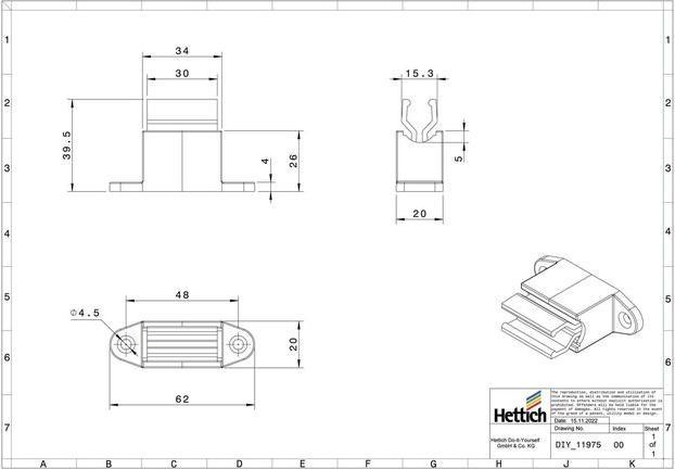 Image du produit Hettich Klemmhalter fr Kurbelstange Kunststoff wei (1 pcs)
