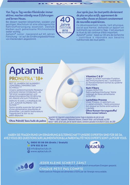 Nährwerte und Zutaten Aptamil Pronutra 18+ (1200 g, ab 18 Monaten)