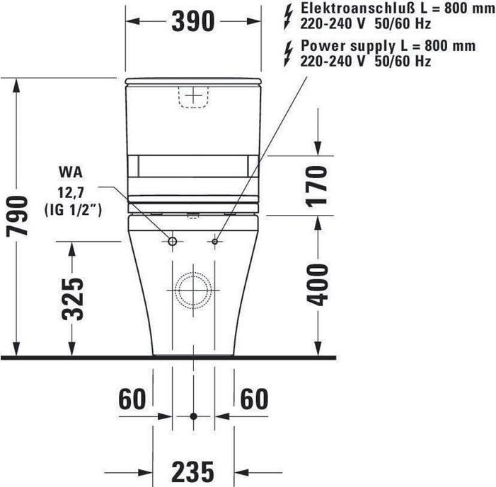 Actual product image Duravit Floor-standing WC combination DURASTYLE ti. 37x70cm SensoWash outlet Vario white
