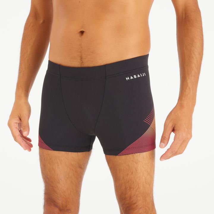 Nabaiji Badehose Boxer Herren - 500 Fiti Tria schwarz/rot