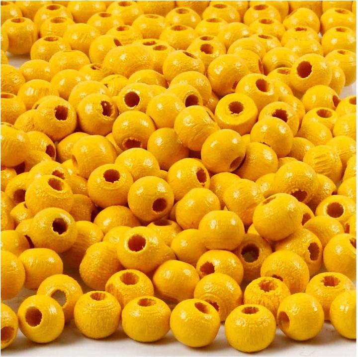 Actual product image Creativ Company Yellow wooden beads, 150 pieces.