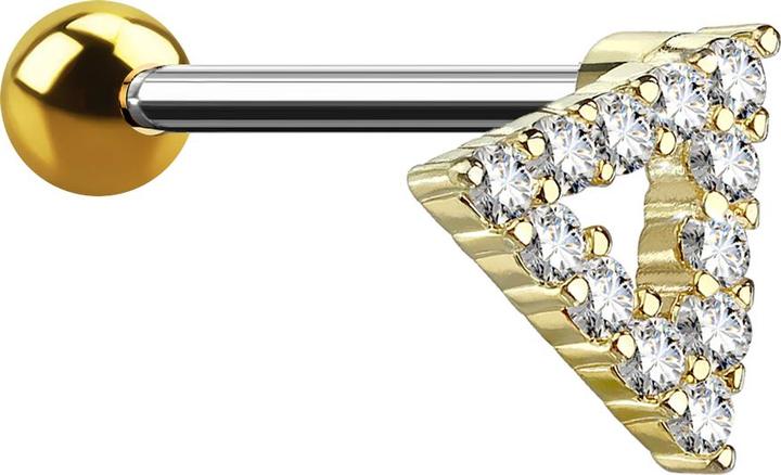 Image du produit Star Piercing Micro Barbell 14k vergoldet Dreieck mit Kristallen (Acier chirurgical 316L, Laiton)