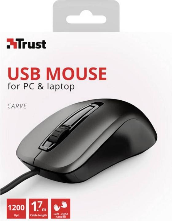 Produktbild Trust Carve Maus USB Typ-A Optisch 1200 DPI Beidhändig (Kabelgebunden)