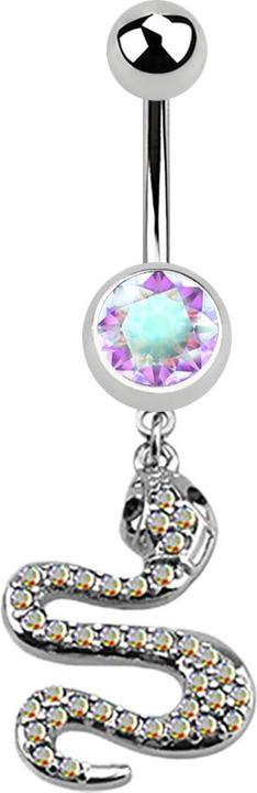 Image du produit Star Piercing Banane argent avec pendentif serpent multicolore (sans laiton, Acier chirurgical 316L)