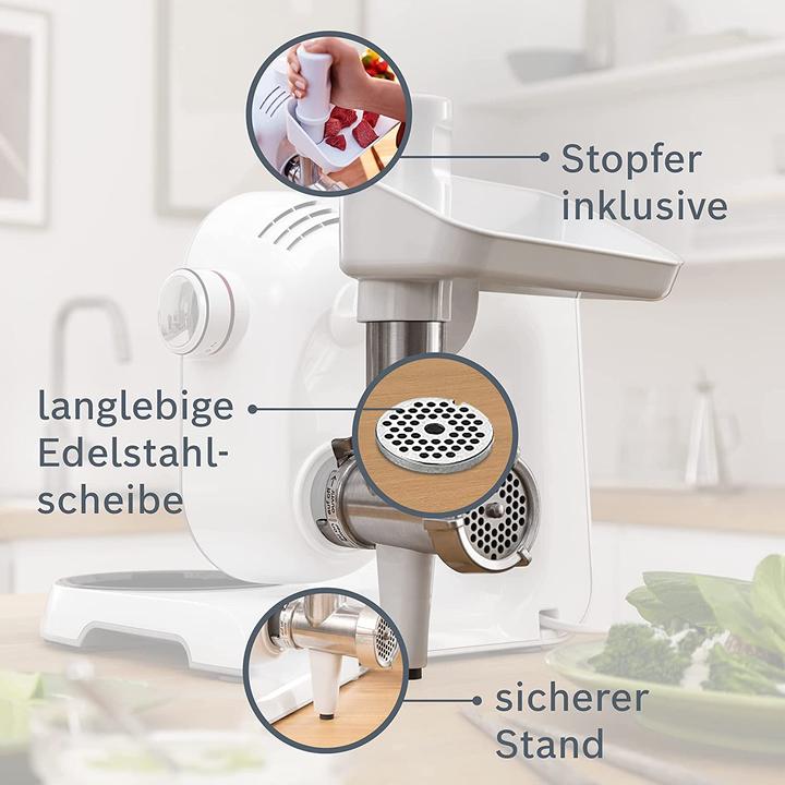 Immagine prodotto Bosch Hausgeräte Attacco per tritacarne, manomentro, disco perforato in acciaio inox da 4,5 mm, MUZ5FW1