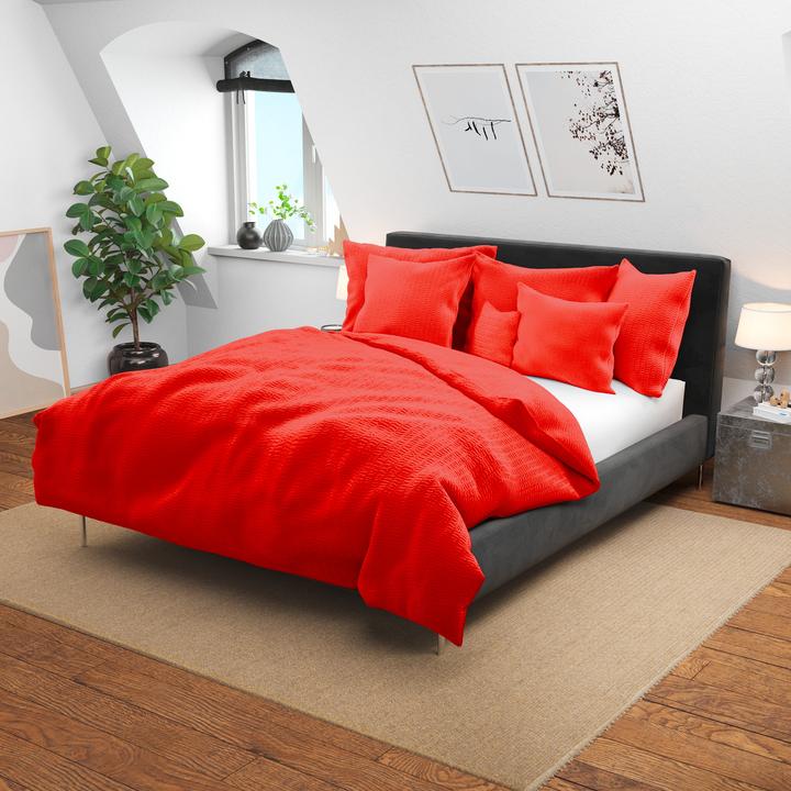 Image du produit Lotus Bettwaren Parure de lit en satin seersucker uni (Housse de couette, 160 x 240 cm)