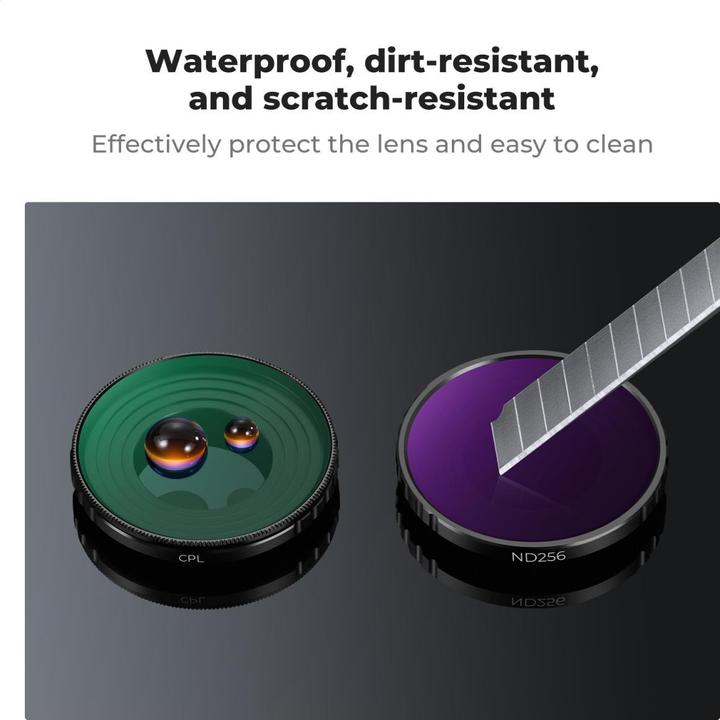 Produktbild K&F Concept 4pcs Filter Kit, CPL+ND8+ND16+ND32, HD, Anti-Reflection Green Coating, Waterproof and Scratch Resist (Osmo Action 4)