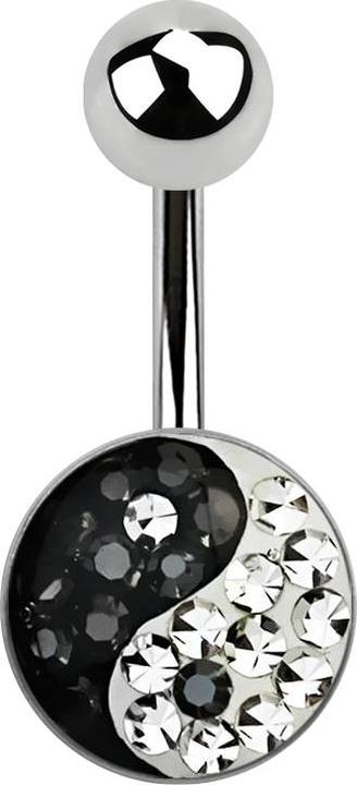 Actual product image Star Piercing Banana silver with Yin Yang black (without brass, Surgical steel 316L)