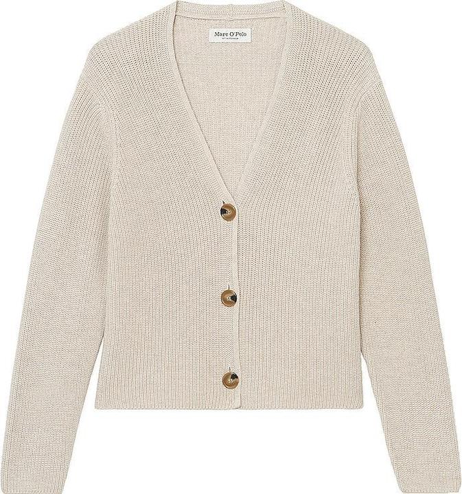 Marc O'Polo Long Sleeve Cardigan V-Neck Sandy Melange