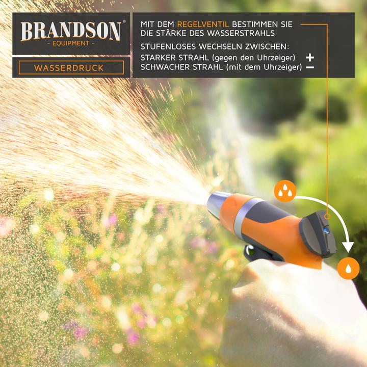 Image du produit Brandson Douchette de jardin, arroseur de jardin, pistolet d'arrosage, débit réglable, poignée pistolet