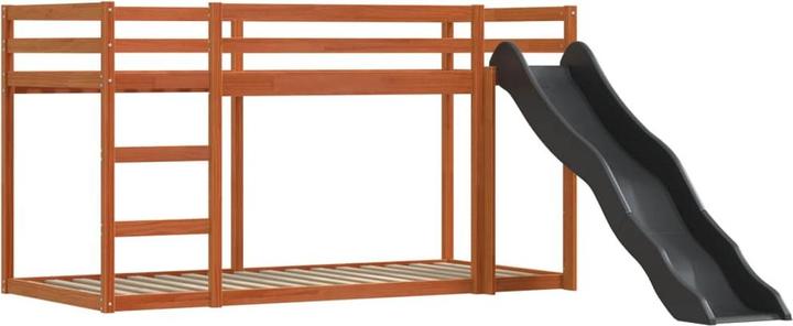 Actual product image VidaXL Bunk bed with slide and curtains pink (90 x 200 cm)