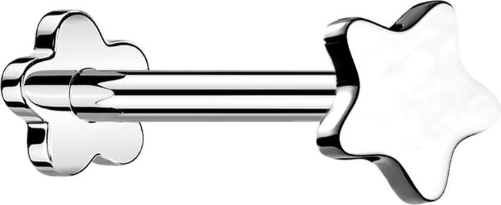 Immagine prodotto Star Piercing Micro Labret filo interno placcato oro cinque cristalli argento (senza ottone, Acciaio chirurgico 316L)