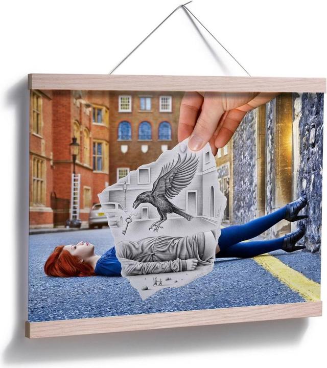 Actual product image Trenddeko Heine - Pen vs. Camera - The Eagle (120 x 100 cm)