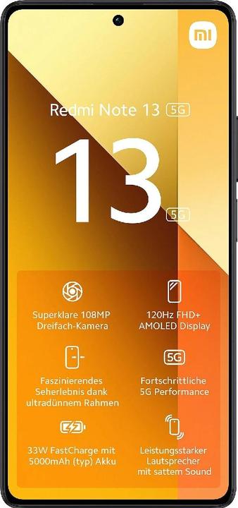 Produktbild Xiaomi Redmi Note 13 5G (128 GB, Grafit Schwarz, 6.67", Hybrid Dual SIM, 108 Mpx, 5G)