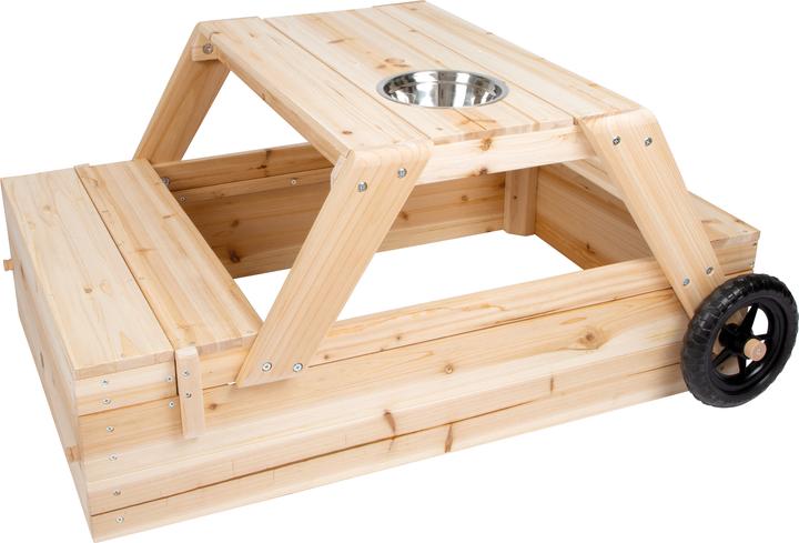 Actual product image small foot Sandpit with seating area and mud table