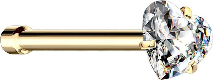 Produktbild Star Piercing Nasenstecker gerade vergoldet Kristallherz silber gefasst (Chirurgenstahl 316L, ohne Messing)