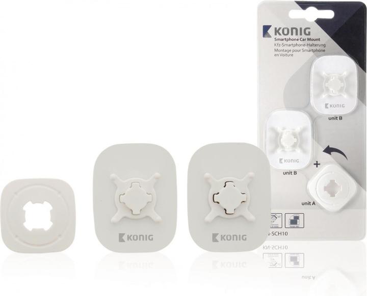 Image du produit König Support voiture Konig pour smartphone, pivotant à 360 degrés, blanc
