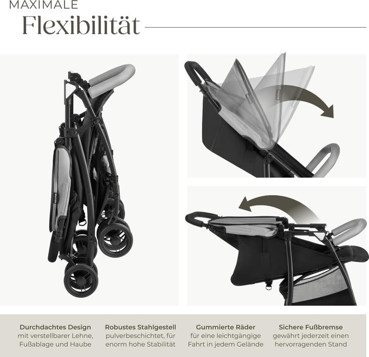Actual product image tectake Buggy-Kinderwagen Emma, klappbar, 5-Punkt-Gurt, mit Bremse