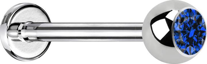 Produktbild Star Piercing Micro Labret silber mit Kugel und Kristall dunkelblau (Chirurgenstahl 316L, ohne Messing)