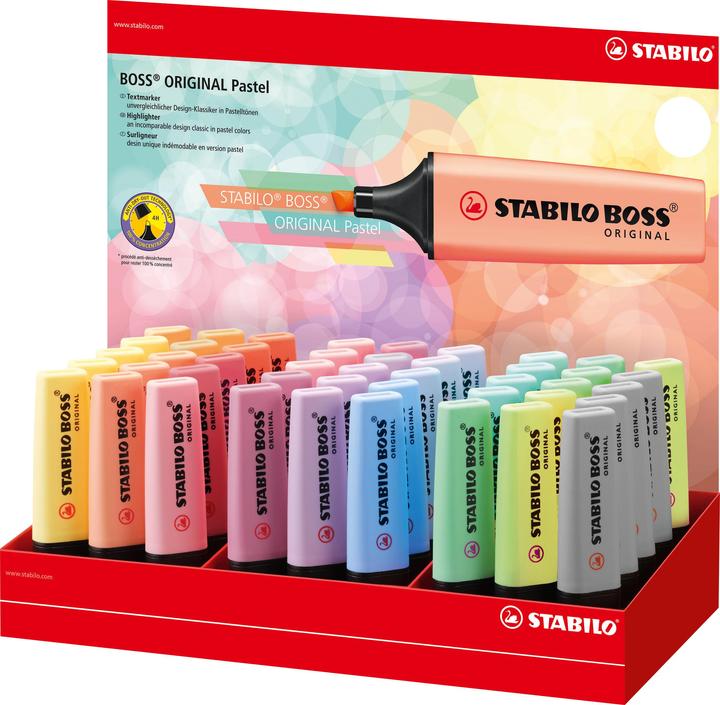 Immagine prodotto STABILO Evidenziatore BOSS ORIGINAL Pastel, display da 45 pz. (Assortito, 5 mm, 45 x)
