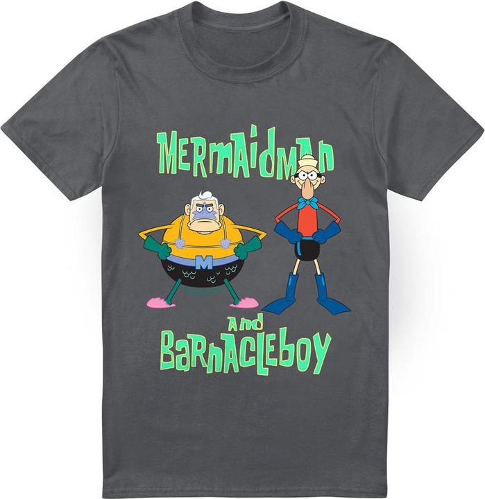 Immagine prodotto Spongebob Squarepants Maglietta L'Uomo Sirena e il Ragazzo Barnacle Uomo (M)