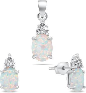 Produktbild Brilio Silver - Beautiful jewelry set with opals SET245W (earrings. pendant)