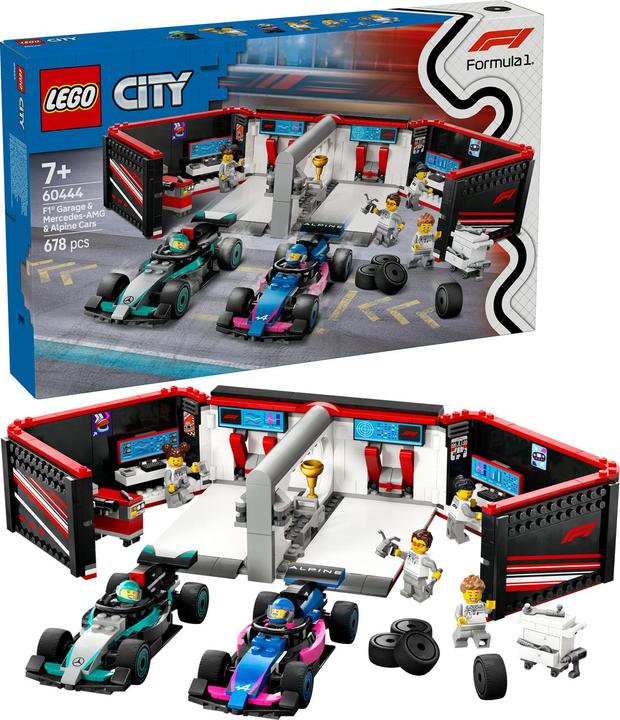 Immagine prodotto LEGO F1 Garage mit Mercedes-AMG & Alpine Rennautos (60444, LEGO City)