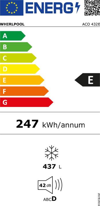 Energie-Label Bauknecht WHIR Gewerbe-Gefriertruhe (Freistehend, 437 l)
