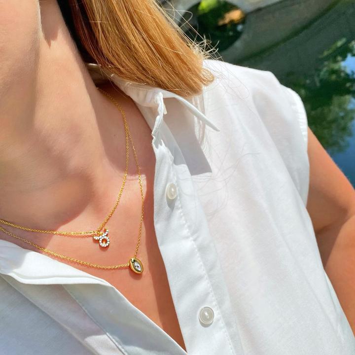 Actual product image Candy Necklace zodiac sign Taurus, 925 sterling silver, gold plated (925 Sterling silver, 18k gold-plated, 42 - 45 cm)