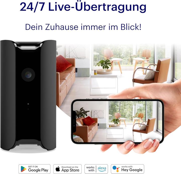 Immagine prodotto Canary View Überwachungskamera mit 2-Wege-Audio, 24/7 Live-Übertragung, Bewegungsmelder, Nachtsicht