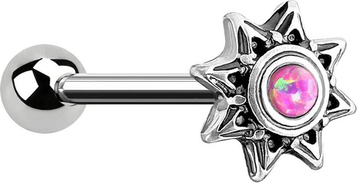 Image du produit Star Piercing Micro Barbell silber Sonne mit Opal pink (Laiton, Acier chirurgical 316L)