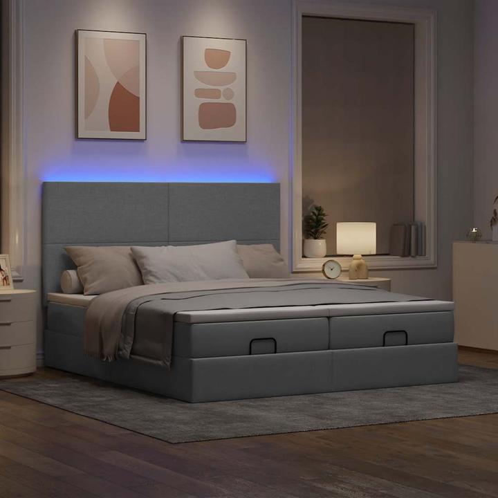 Produktbild VidaXL Ottoman-Bett mit Matratzen Hellgrau 160x200 cm Stoff (160 x 200 cm)