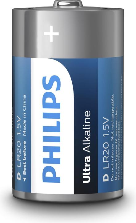 Produktbild ProPlus Philips Ultra Alkaline Batterien D 2 Stück im Blister (2 Stk., D)
