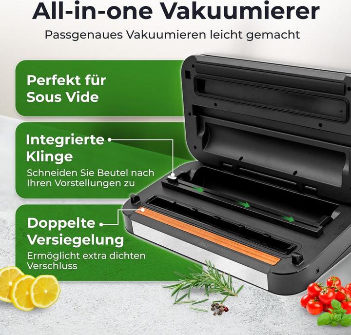 Actual product image KLAMER Premium Vakuumiergerät für Lebensmittel - Vakuumierer für trockene & feuchte Lebensmitte…