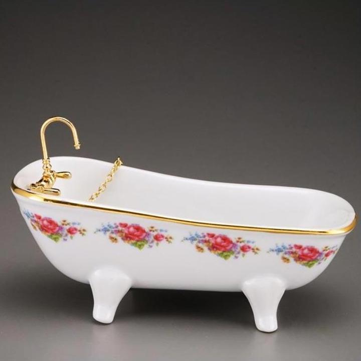 Produktbild Reutter 001.770/2 - Badewanne "Dresdner Rose", Miniatur (12.5 x 5.5 x 7 cm)