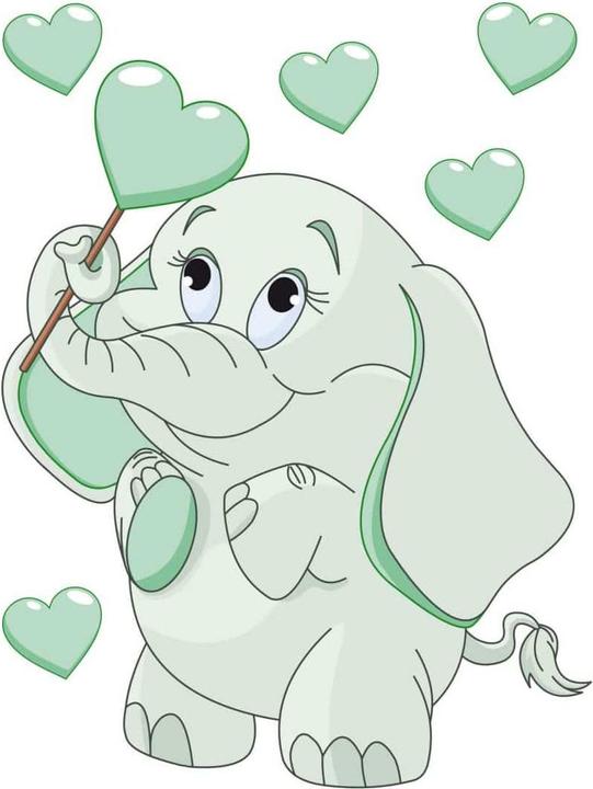 Image du produit Trenddeko Bébé éléphant avec des coeurs (75 x 100 cm)