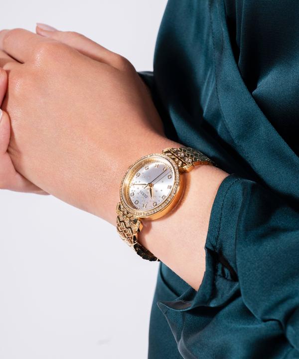Image du produit Guess P GLD BRCT / SUN SLV GLITZ DL / P GLD BRCT W/ CRYS Montre-bracelet (Montre avec pierre précieuse, 32 mm)