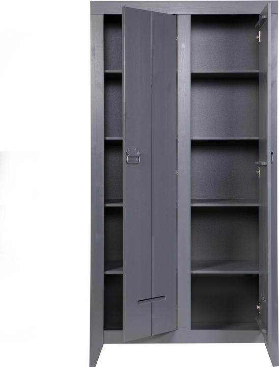 Productafbeelding Woood Kledingkast Kluis 2 deuren grenen staalgrijs (FSC) (190 x 95 x 44 cm)