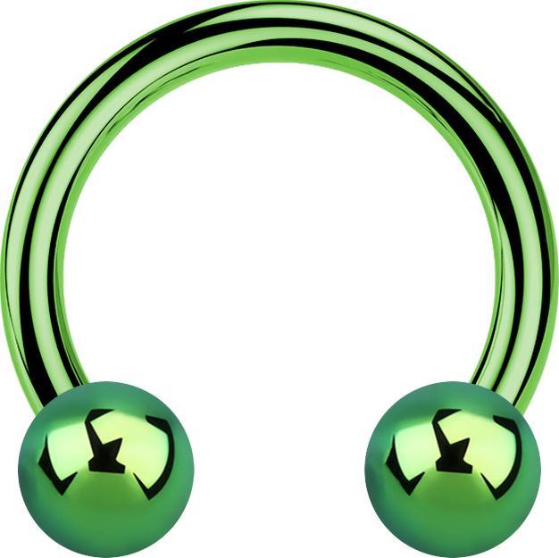 Star Piercing Circular Barbell grün mit zwei Kugeln (Titan G23, ohne Messing)