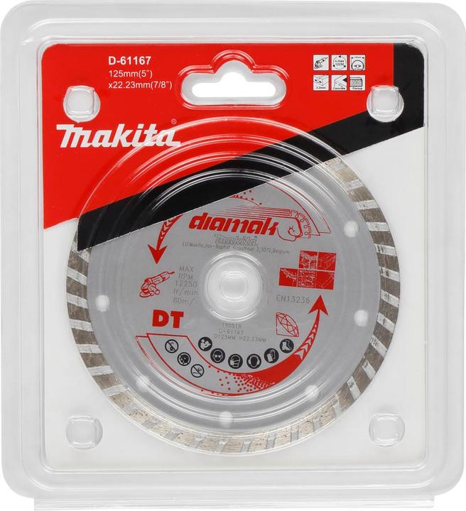 Produktbild Makita Diamant-Turboscheibe zum Nass- und Trockenschneiden von Beton, 125 mm, Diamak, Serie (D-61167)