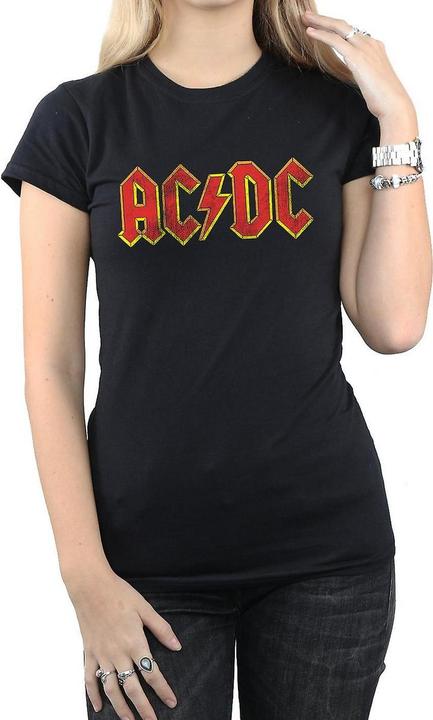 AC/DC Womens/Ladies Distressed Logo Cotton T-Shirt