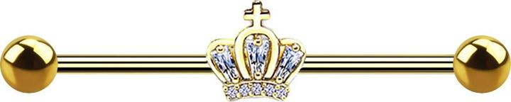 Produktbild Star Piercing Barbell 14k vergoldet mit Krone (Chirurgenstahl 316L, Messing)