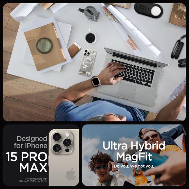 Actual product image Spigen Ultra Hybrid Zero One (MagFit) iPhone 15 Pro Max Case Natural Titanium (Apple iPhone 15 Pro Max)