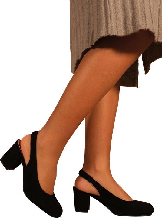Actual product image Where's That From Womens/Ladies Edith Suede Sling Back Extra Wide Block Heel Shoes (38)