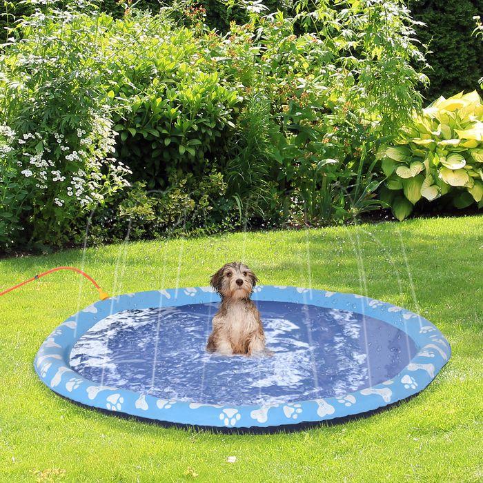 Actual product image Swisshandel24 170 cm Splash Sprinkler Pad for dogs Splash water play mat Water sprinkler Anti-slip Outdoor P (Dog pool)