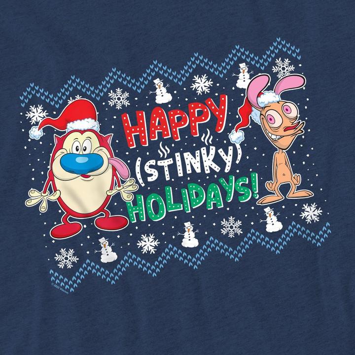 Immagine prodotto Ren & Stimpy Happy Stinky Holidays Maglietta Maglione di Natale Adulto Unisex (L)