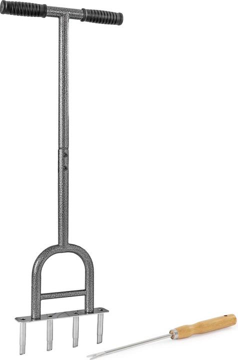 Produktbild Wiltec Hand Aerifizierer Stahl Handaerifizierer T-Griff 4 Zinken Rasenlüfter