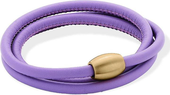 Xen Lederarmband Flieder mit Magnetverschluss gelb vergoldet Längen zur Wahl (59 cm, Leder und Edelstahl)